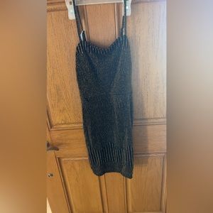 Black and gold stretchy mini dress